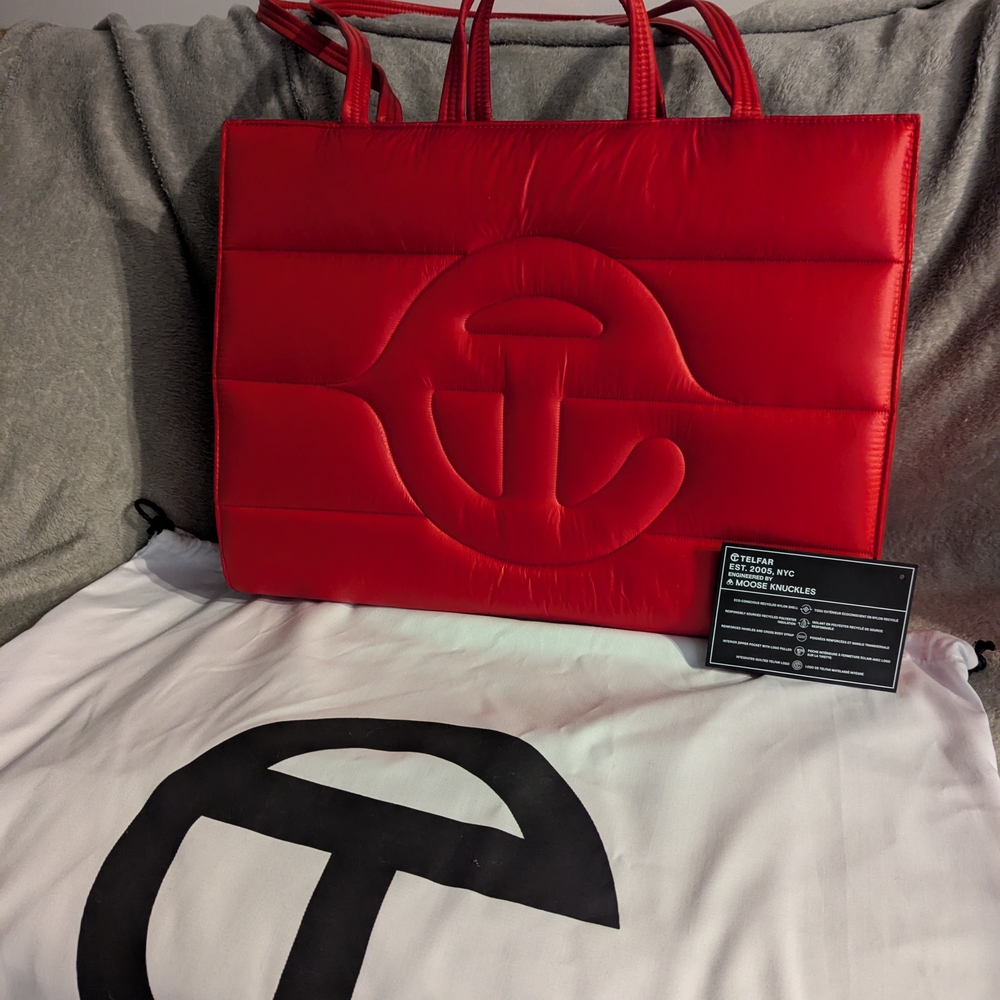 Telfar Red Puff Shopper Shoulder Bag